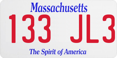 MA license plate 133JL3