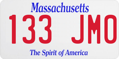 MA license plate 133JM0
