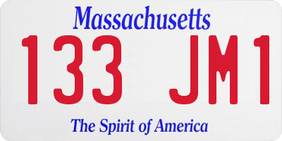 MA license plate 133JM1