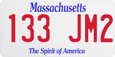 MA license plate 133JM2