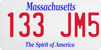 MA license plate 133JM5