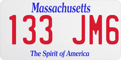 MA license plate 133JM6