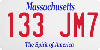 MA license plate 133JM7