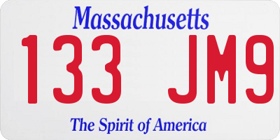 MA license plate 133JM9