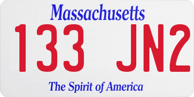 MA license plate 133JN2