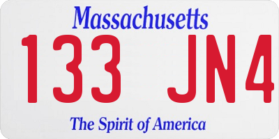MA license plate 133JN4