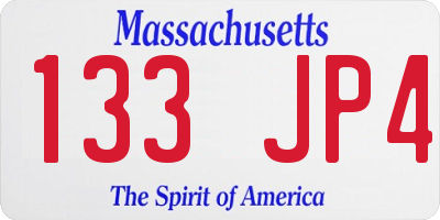MA license plate 133JP4