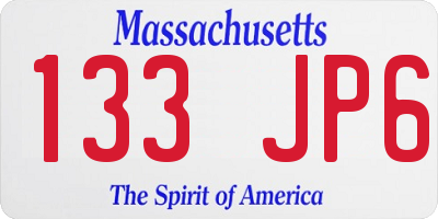 MA license plate 133JP6