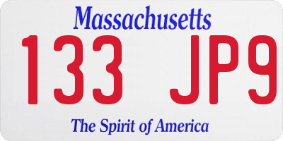 MA license plate 133JP9
