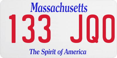 MA license plate 133JQ0