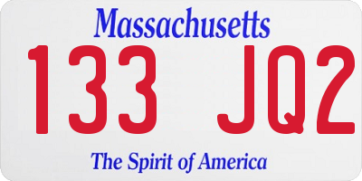 MA license plate 133JQ2