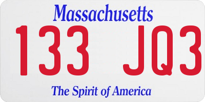MA license plate 133JQ3