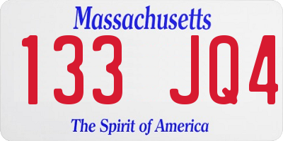 MA license plate 133JQ4