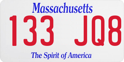 MA license plate 133JQ8