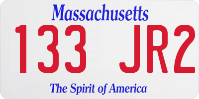 MA license plate 133JR2