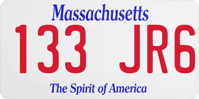 MA license plate 133JR6