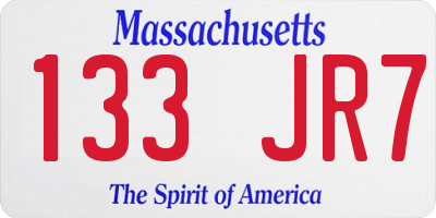 MA license plate 133JR7