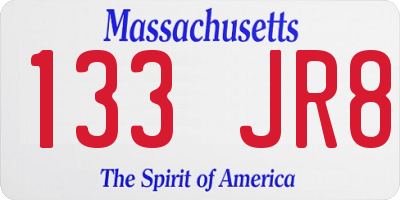 MA license plate 133JR8