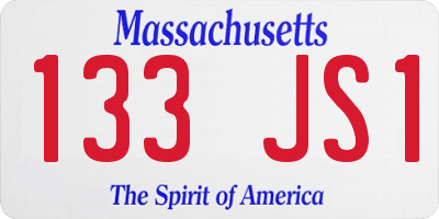 MA license plate 133JS1