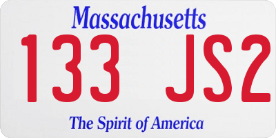 MA license plate 133JS2