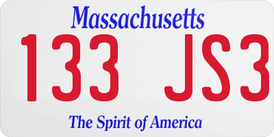 MA license plate 133JS3