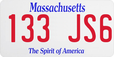 MA license plate 133JS6