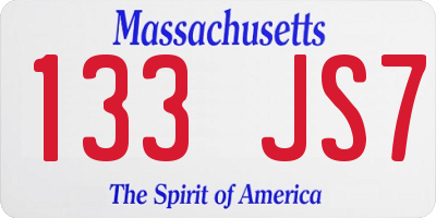 MA license plate 133JS7