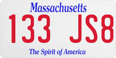 MA license plate 133JS8