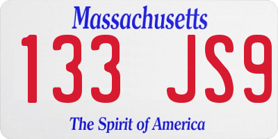 MA license plate 133JS9