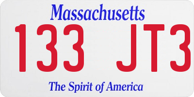 MA license plate 133JT3
