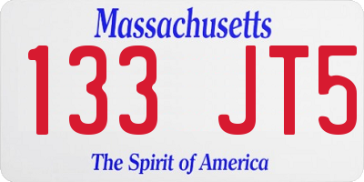 MA license plate 133JT5