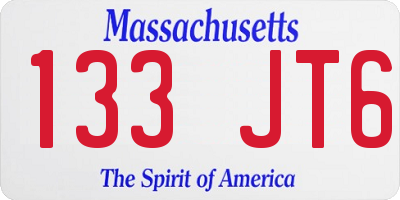 MA license plate 133JT6