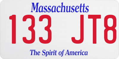MA license plate 133JT8