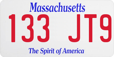 MA license plate 133JT9