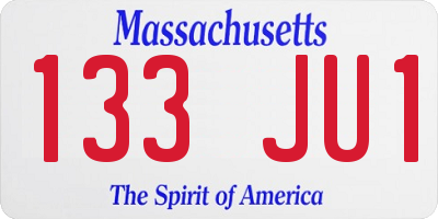 MA license plate 133JU1