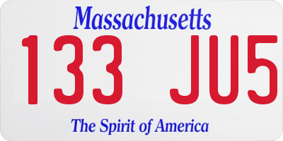 MA license plate 133JU5