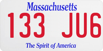 MA license plate 133JU6