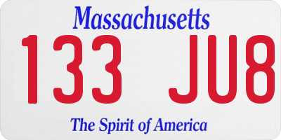 MA license plate 133JU8