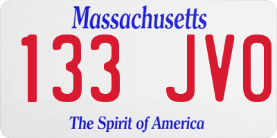 MA license plate 133JV0