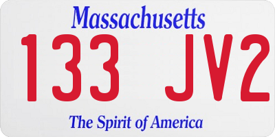 MA license plate 133JV2