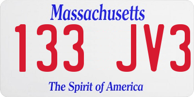 MA license plate 133JV3