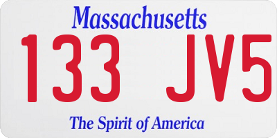 MA license plate 133JV5