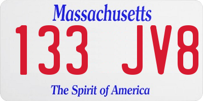 MA license plate 133JV8