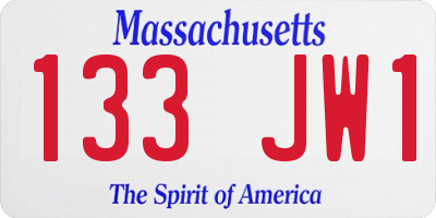 MA license plate 133JW1