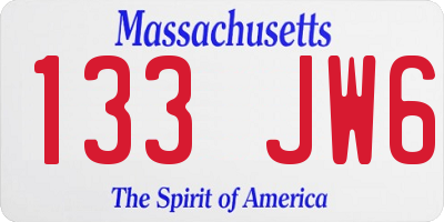 MA license plate 133JW6