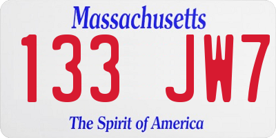 MA license plate 133JW7