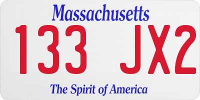 MA license plate 133JX2