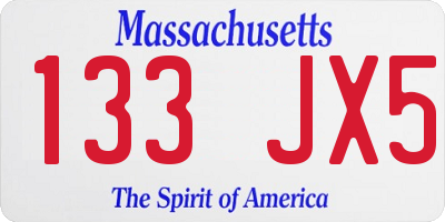 MA license plate 133JX5