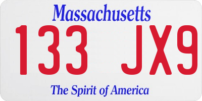 MA license plate 133JX9