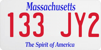 MA license plate 133JY2